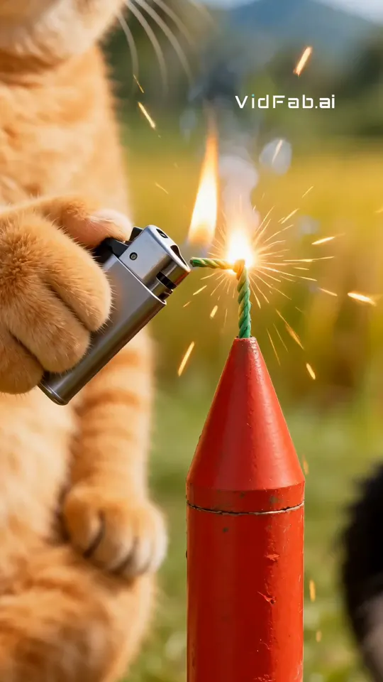 Rocket Launch Cats watermarked pet video template