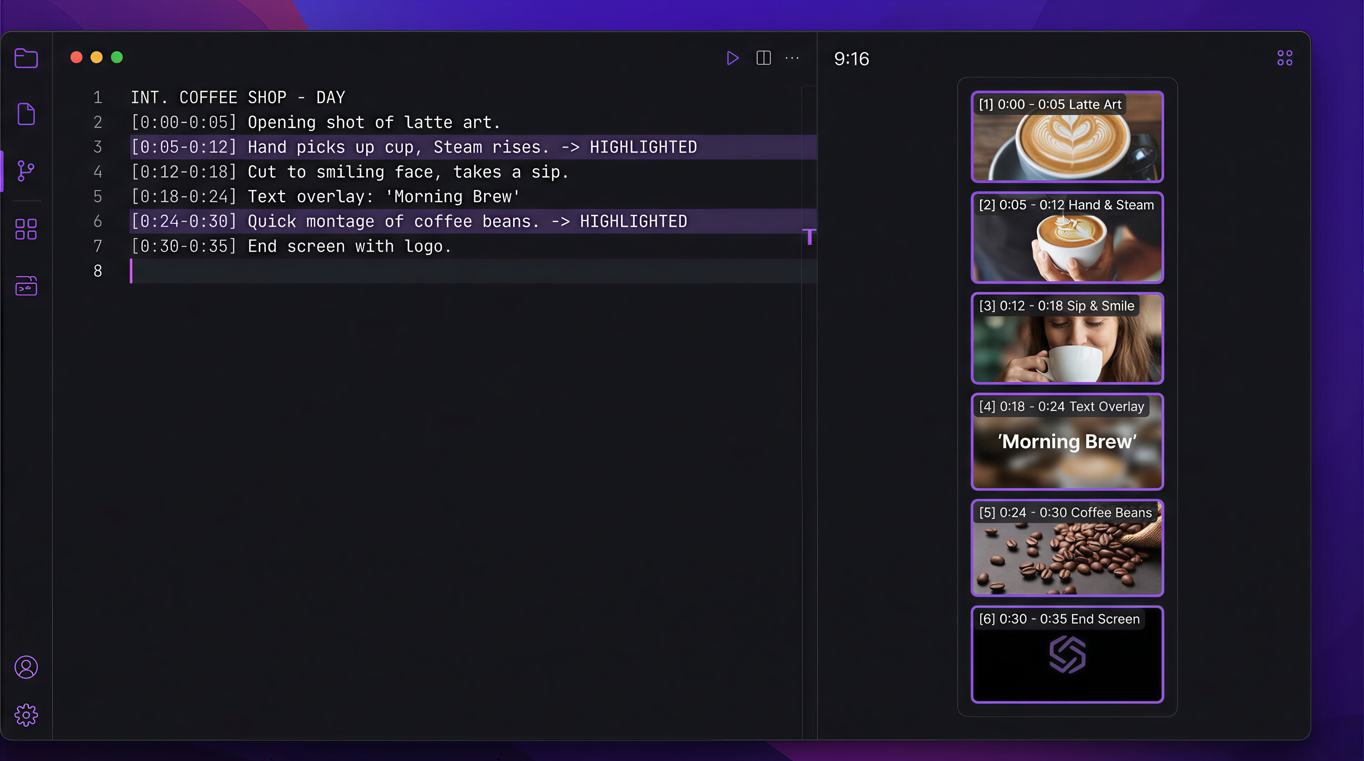 VidFab Story-to-Video Workflow showing script to storyboard pipeline for YouTube Shorts in 9:16 format